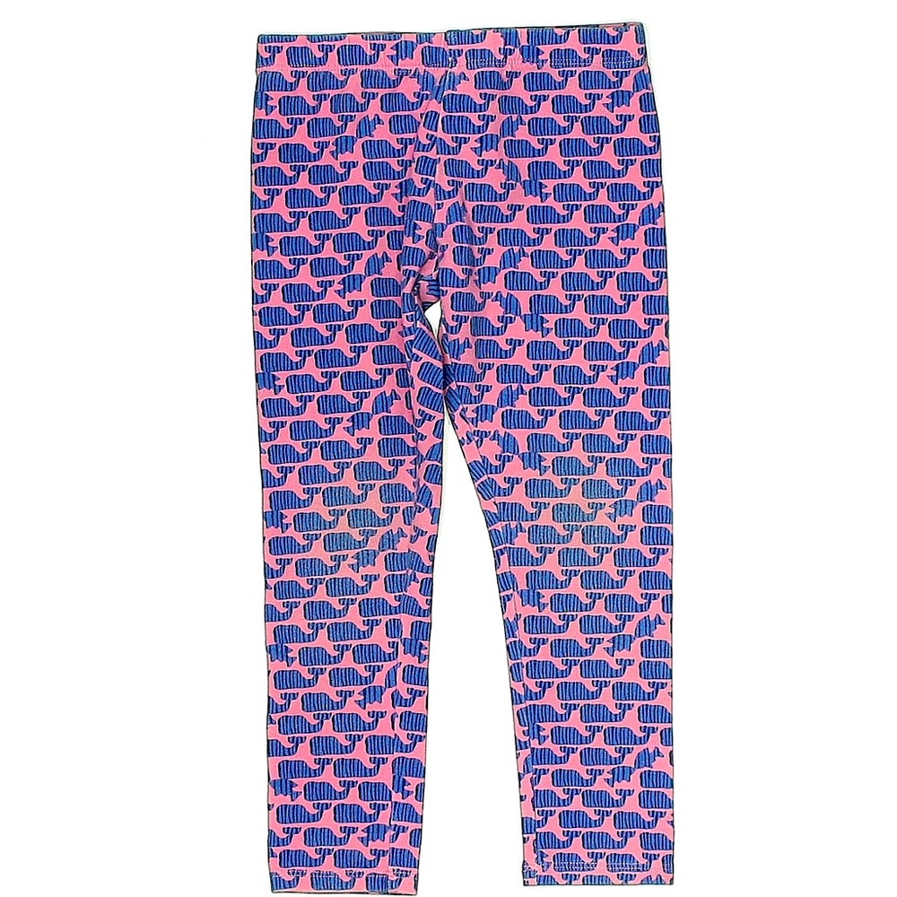 Vineyard Vines Girls Pink and Navy Blue Cotton Whale Leggings XL